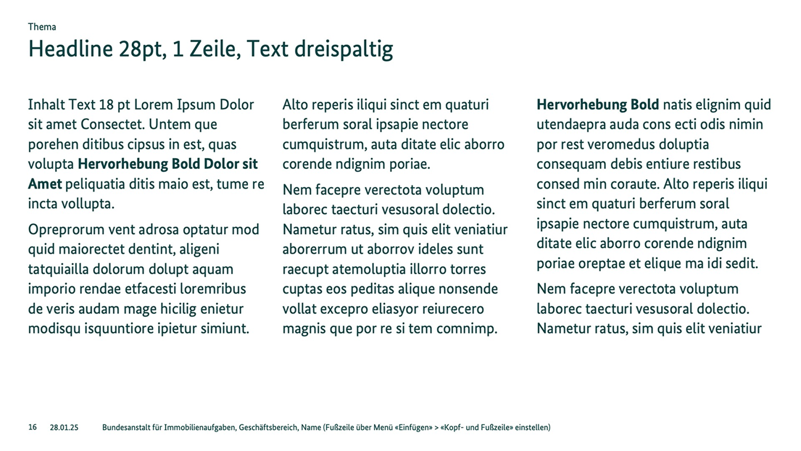 Powerpoint-Folie mit Headline und 3-spaltigem Text.