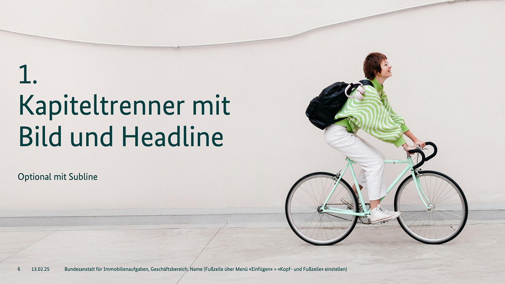 Powerpoint-Folie mit Headline und Subline auf Bild.