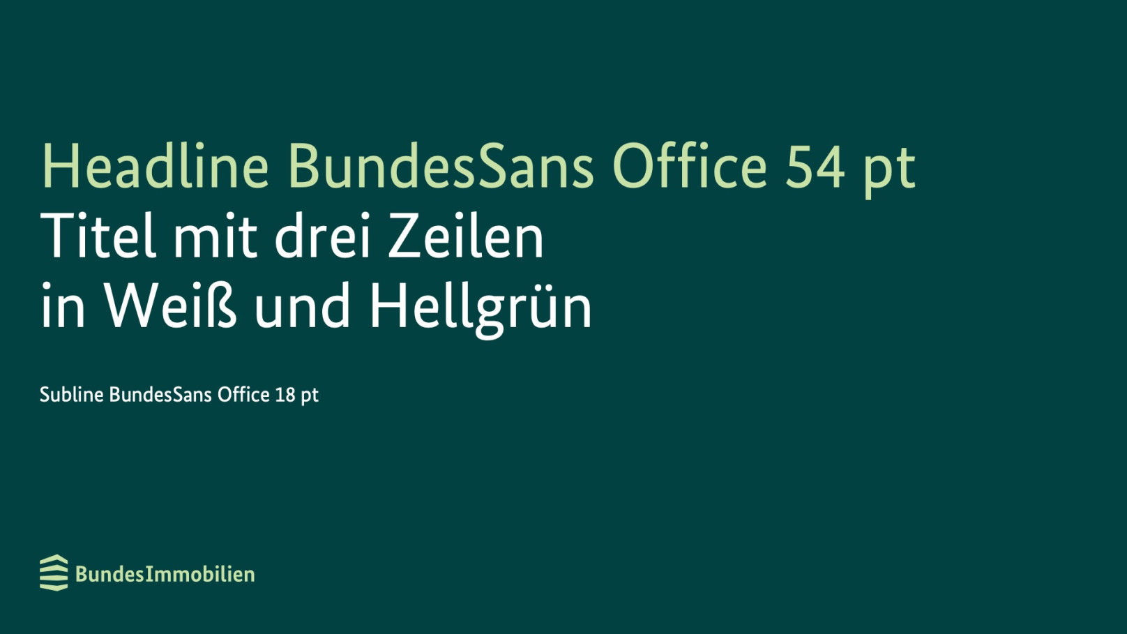 Powerpoint-Folie mit Headline und Subline, auf dunkelgrünem Hintergrund.