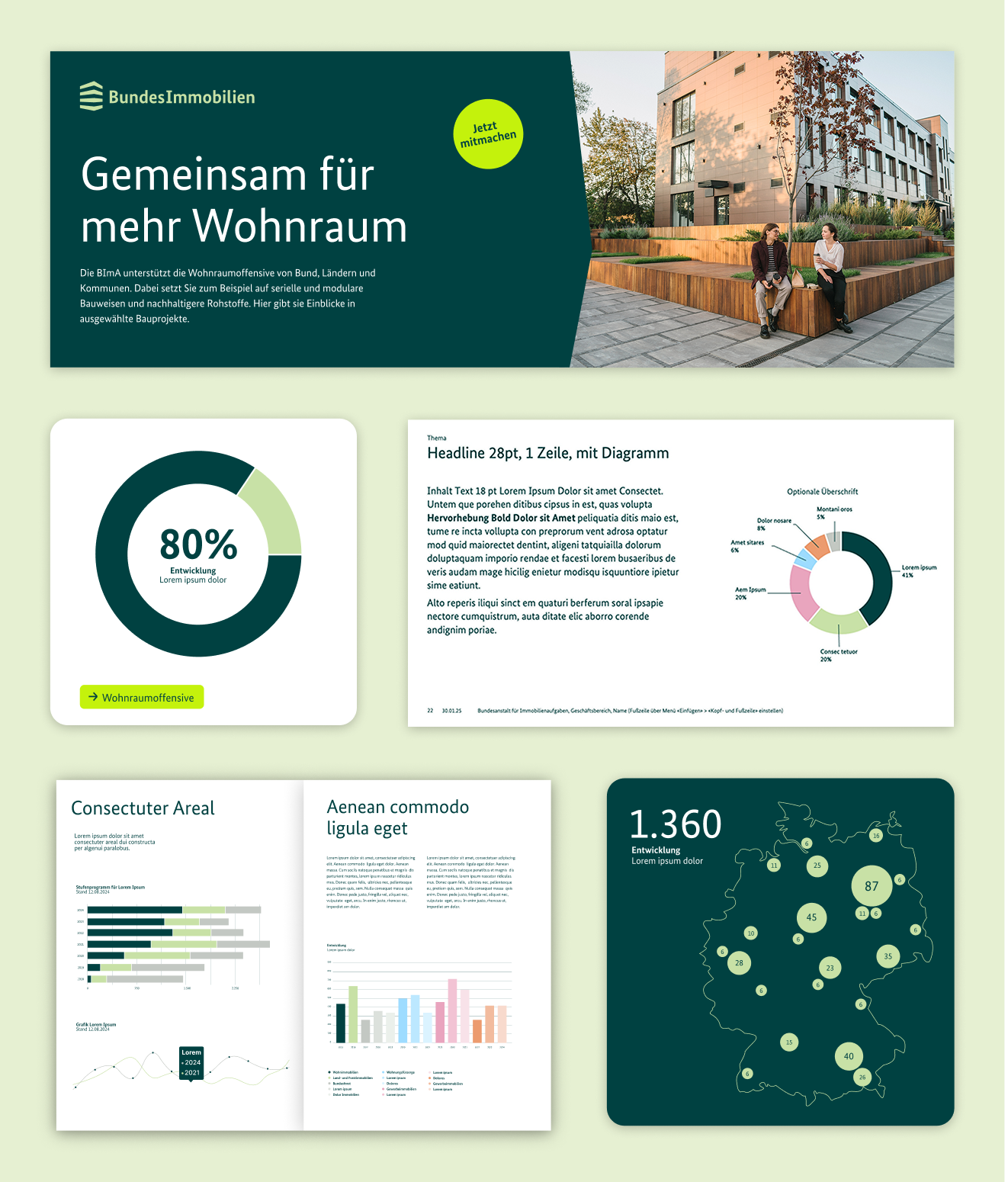Verschiedene Abbildungen, u.a. Infografiken, Statistiken und Karten.