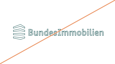 "BundesImmobilien"-Logo als Outline, durchgestrichen mit einer Linie.